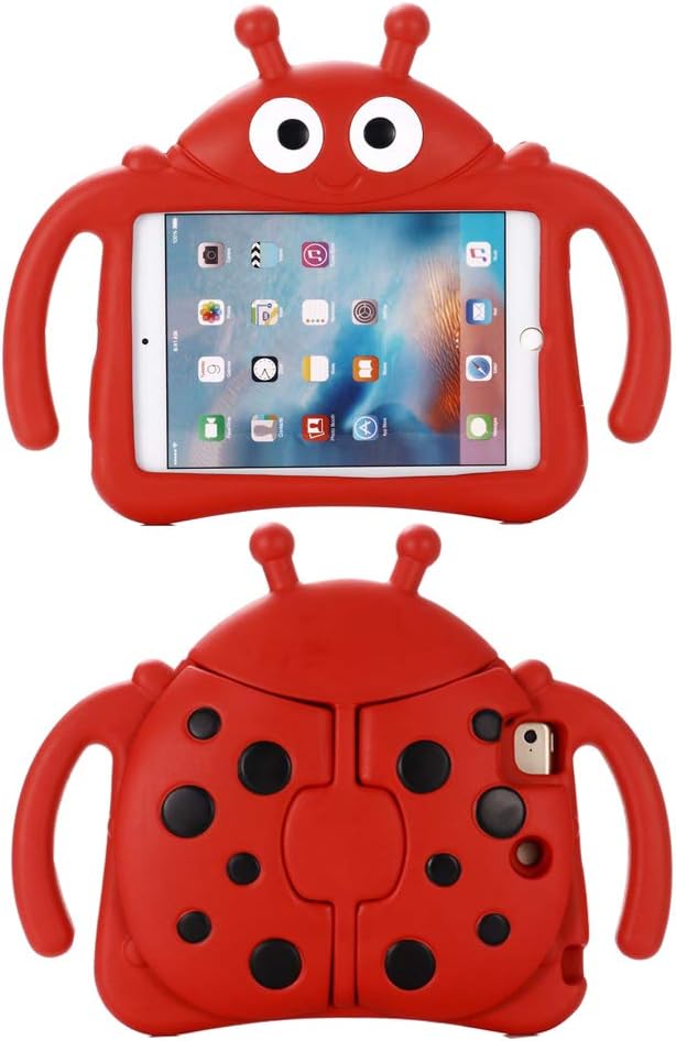 Kids Case for Apple iPad mini 5/4/3/2/1 7.9 inch Only, Kids Proof Lightweight EVA Foam Stand Cover for iPad mini, Mini 5 (2019), Mini 4, iPad mini 3rd Generation, Mini 2 - Ladybug, Purple