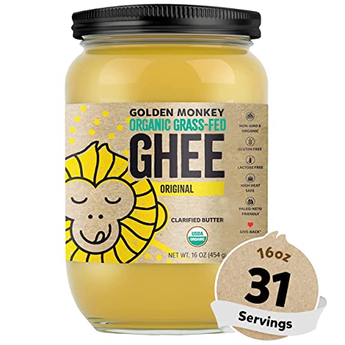 Organic Ghee Butter Grass Fed Clarified – 16 Oz Ghee Butter – Unsalted Butter Certified Organic Ghee Oil – Perfect For Paleo, Keto, Lactose & Gluten Free Diet #TOP6