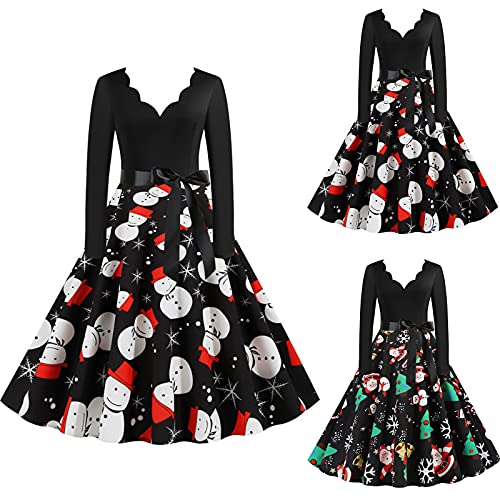 Vestiti Donna Natale Elegante Sera Invernali Cerimonia Taglie Forti Vestito Donna Natale Abiti Donna Natale Abito Donna Santa Claus Vintage Donna Manica Lunga Donna Pizzo Donna Elegante, Donna Vestito con Paillettes Abito Scollo V Donna Vestito da Estate Manica Lunga Vestito Maglioni Donna Invernali Eleganti Collo Alto a Manica Lunga Pullover Vestito Invernale Lavorato a Maglia da Donna -Abito a Maniche Lunghe a Vita Alta con Collo Alto e Maniche Lunghe
