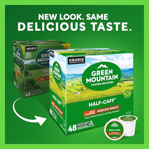 Image of Green Mountain Coffee Roasters Half Caff, Single-Serve Keurig K-Cup Pods, Medium Roast Coffee Pods, 48 Count