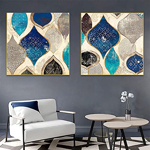 Canvas painting blue abstract insufflez un esprit scandinave dans votre salon contemporain