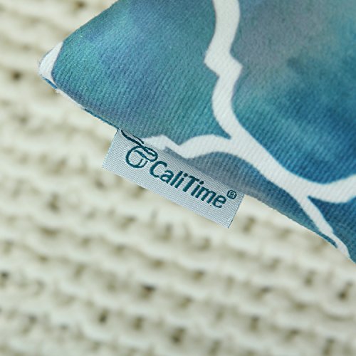 CaliTime-Pack-of-2-Cozy-Throw-Pillow-Cases-Covers-for-Couch-Bed-Sofa-Farmhouse-Manual-Hand-Painted-Colorful-Geometric-Trellis-Chain-Print-18-X-18-Inches-Main-Grey-Teal 512dG+XBIZL