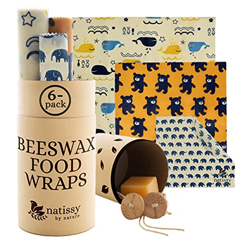 Beeswax Wrap; Lot de 6 Emballage...