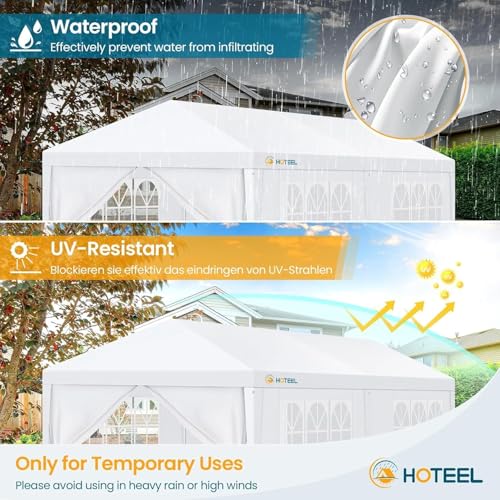 HOTEEL 10x20 Party Tent with 6 Removable Sidewalls for Parties, Carpas para Fiestas, Weddings, BBQ, Waterproof Outdoor Event Canopy, Patio Camping Gazebo, White by Hoteel - Image 7