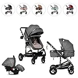 🚗 FLEXIBILITÄT – Die Richtung der Babyschale ist ganz einstellbar und alle Elemente des Wagens sind flexibel und Ihr Kind kann entweder sitzen oder schlafen. Der Kinderwagen ist für Kinder von 0 - 36 Monaten und bis zu 15 kg zugelassen.