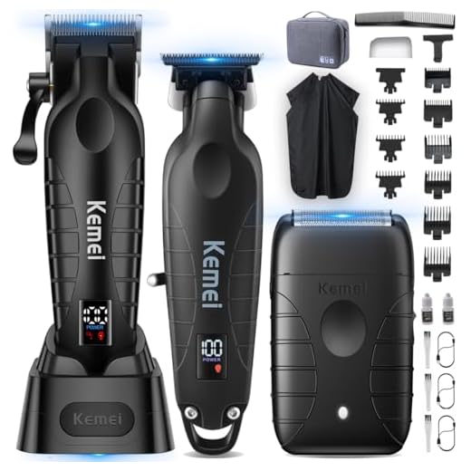 KEMEI Aparadores de cabelo para homens profissionais, conjunto de cortadores e aparadores de barbeiro masculino, kit de aparador de cabelo e barbeiro sem fio, kit de corte de cabelo, aparador 2293, KM