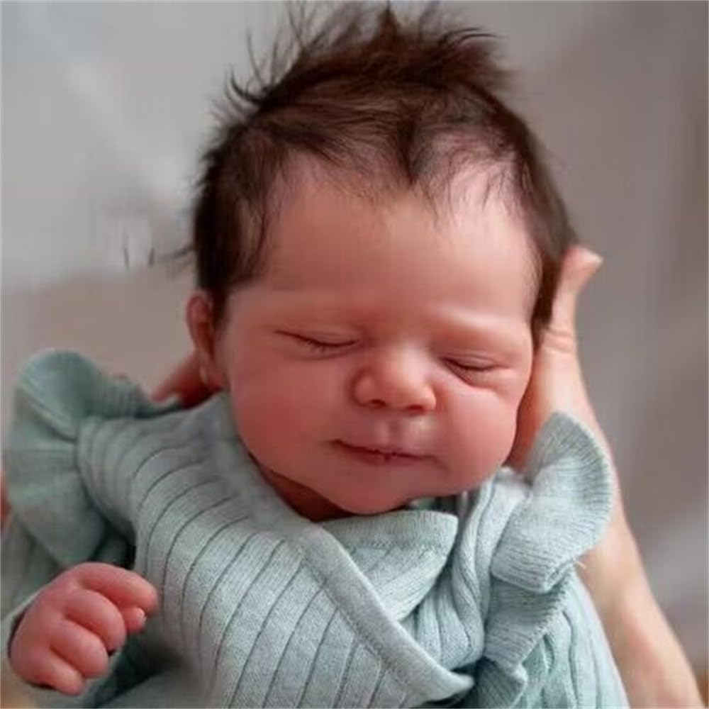 Zero pam Reborn Baby Mädchen - 45 cm Babypuppe Weichkörper Puppe Lebensecht Mit Haaren, Realistische Baby Reborn Mit Haaren Lebensecht Baby Wie Echtes, Reborn Puppe Für Kinder 3+