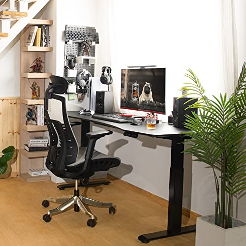 Finercrafts Standing Desk 71 X 32 Inches Dual-Motor Height Adjustable Desk Electric Sit Stand Desk Home Office Desks Whole Piece Desk Board (Matte Black Desktop/Black Frame) #TOP1