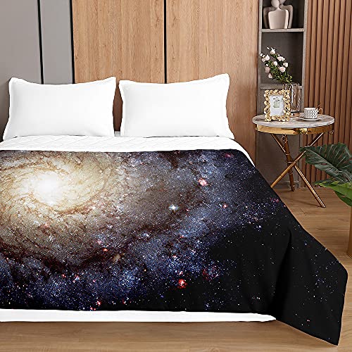 Chickwin 3D Galaxia Colcha de Cubrecama Colcha Bouti, Ligero Edredón Manta de Dormitorio - Suave Multiuso Colchas para Cama de Infantil Individual Matrimonio (220x240cm,Espiral Galaxia)