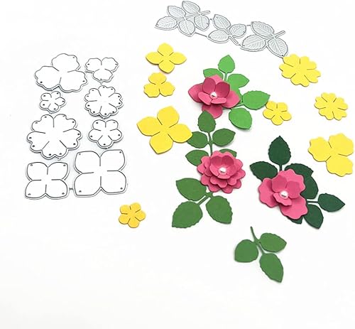 Miniatura 5 de 11 piezas de metal troqueladas florales de flores, hojas de muelles, troqueles de bricolaje para manualidades, plantillas de molde para