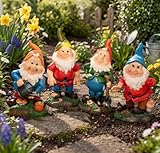 Geschenk-Himmel 4 Lustige Gartenzwerge Zwerge GNOME Gartenzwerg Gartenfigur Zwerg ca. 17,5cm