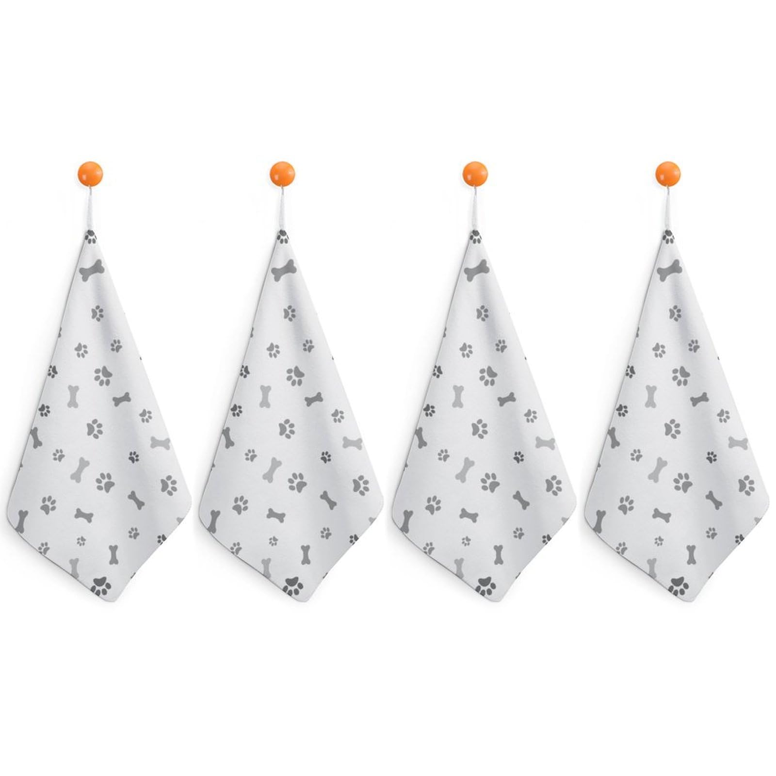 LEDFCVSU 4 Piece Hanging Hand Towels, Dog Paw Dog Bone Small Dry Hand Towel for Kitchen Bathroom