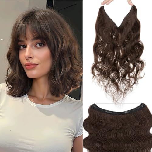 Rich Choices Short Halo Hair Extensions Real Human Hair Wave/Curled
