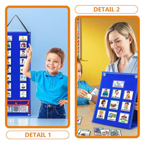 Emploi du temps visuel tout-petits tableau suspendu réutilisable bleu
