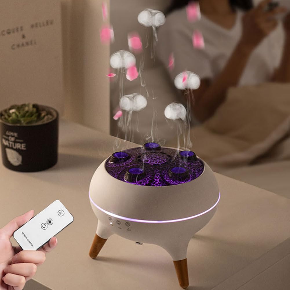 Nawilżacz Z Dyfuzorem Do Aromaterapii 250 Ml Z Olejkami Eterycznymi - Jellyfish Mist Ring Design, 7-kolorowa Dioda Led I 2 Tryby Mgły, Automatyczne Wyłączanie Do Sypialni, Dużego Pokoju