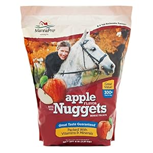 Manna Pro Bite-Size Nuggets for Horses – Pocket Sized Training Horse Treats – Apple Flavored Treats – Packs with Vitamins & Minerals- Great Taste Guaranteed – 4lbs