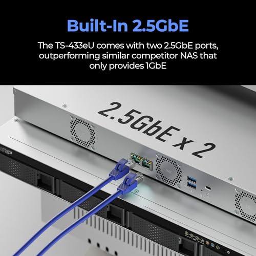 Image of QNAP TS-433eU-US Compact 1U Short-Depth rackmount 2.5GbE NAS, Affordable Edge Storage with NPU Acceleration (Diskless)