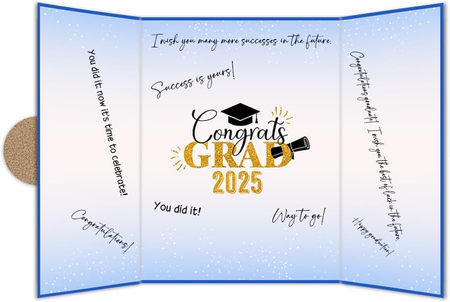 2 pcs 2025 Blue & Gold Graduation Guest Book - Class Of 2025 Congrats Grad Signature Board - High School College Graduation Celebration Party Decor & Keepsake - Gift For Famliy,Friends,Classmates - A03