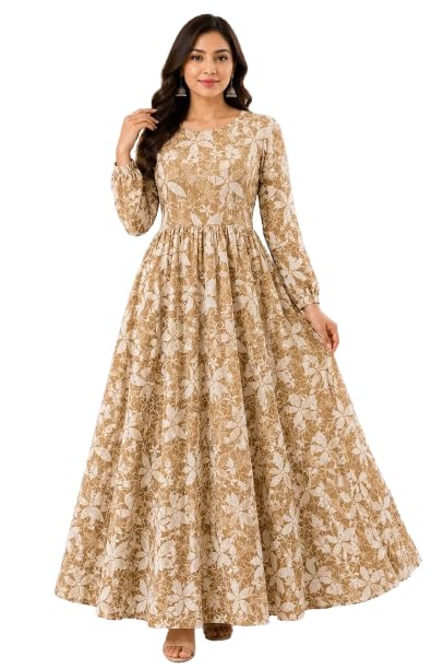 bhavyata Georgette Fabric no Transparency Umbrella Pattern Floral Print Gown Bishop Sleeves with Elastic Cuffs Gown-picture-13
