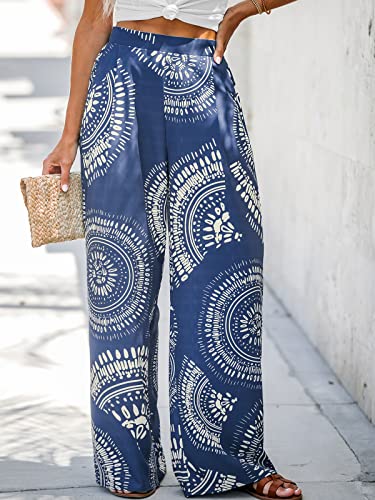 CUPSHE Women's Print High Waist Pants Blue Shorts with Wide Leg2