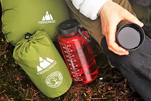 TRINORDIC Camping Mat Ultralight Inflatable Sleeping Mattress with Pillow, Folding Lightweight Inflating Single Bed Portable Air Pad, for Outdoor Backpacking Hiking Travel
