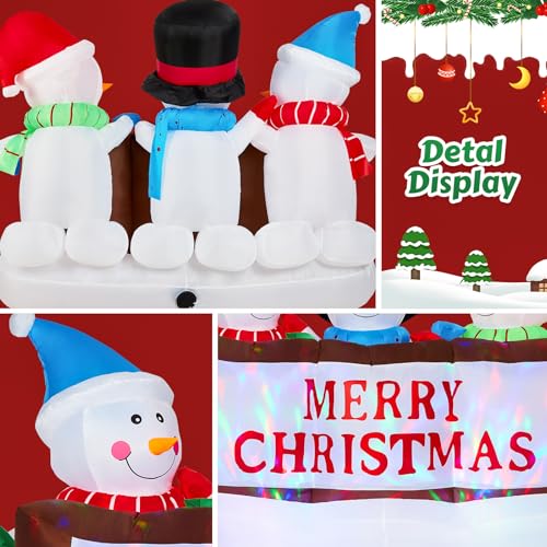 SOLLED 8 FT Christmas Inflatables Snowman, Giant Blow Up Yard Decorations with RGB Rotating Lights, Indoor Outdoor Christmas Decorations for Yard Garden Lawn Xmas