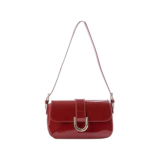 Bolsas De Mão E Ombro Femininas Verniz Baguete Pequena Bolsa Transversal Tiracolo Ajustável Fivela Dourada Luxo Carteira Clutch Festa Casamento Para Mulher Tendência Moda Couro Sintético