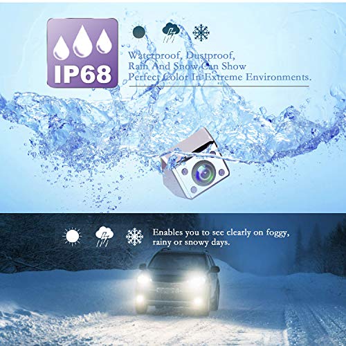 JPP Backup Rear View Camera, IP68 Waterproof Reverse Cameras with 4 IR LED Night Vision, Wide Viewing Angle for Cars (Silver) — view 2