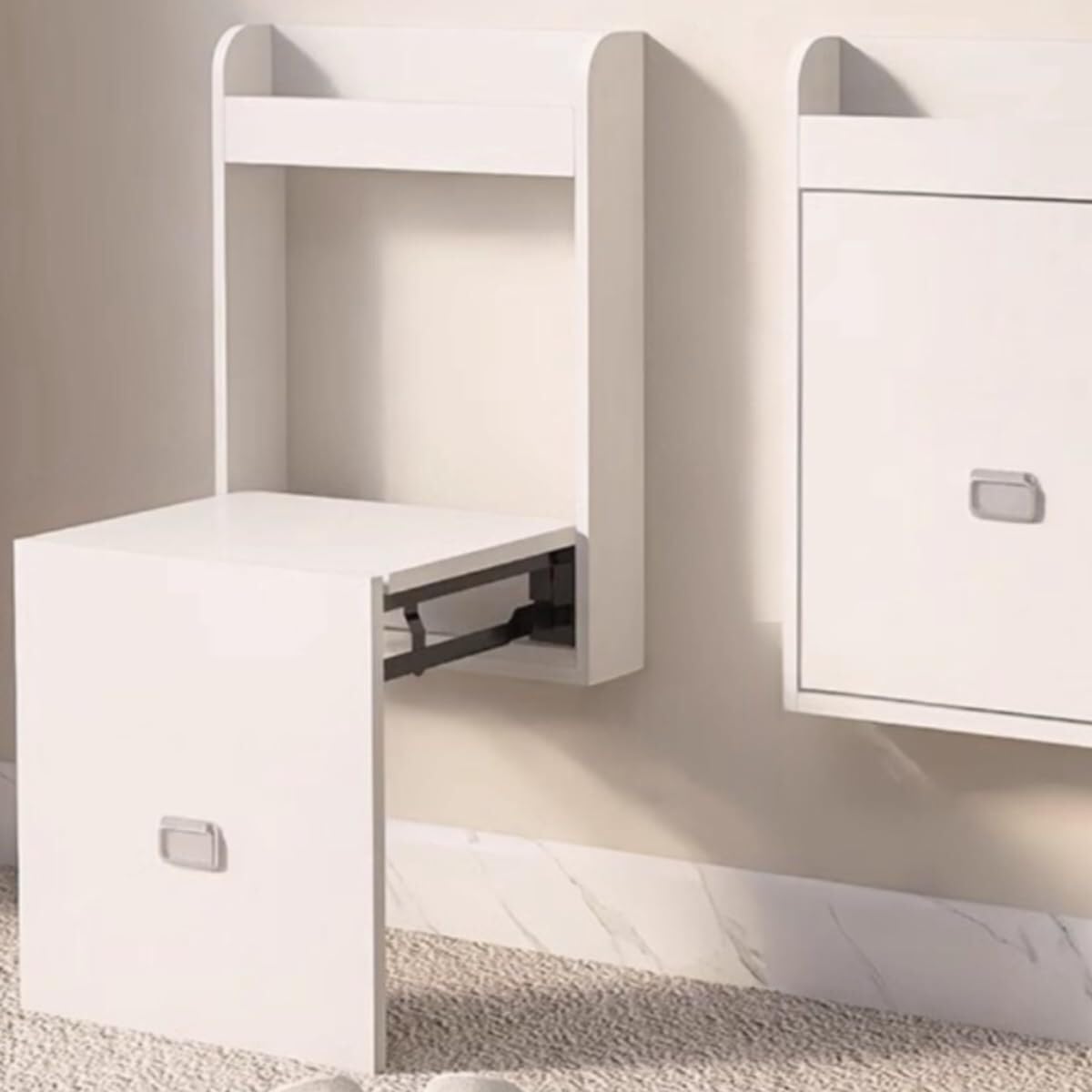 shower stool Wall Mounted Folding Shoe Changing Stool Fold Chair Solid Step Stools for Entryway Space Saving Hidden Wall Seat folding(Wei�)
