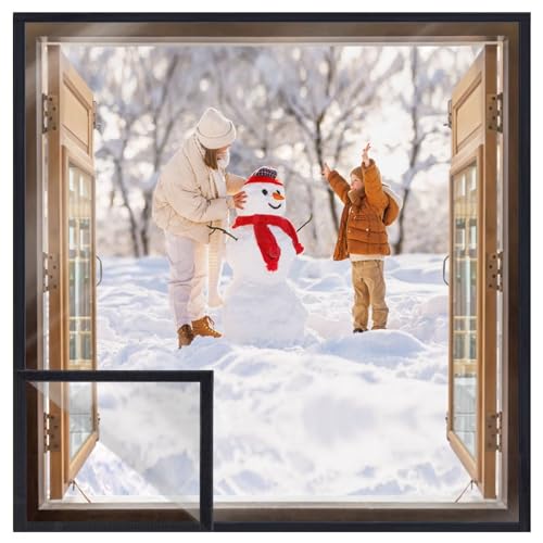 Kit de Aislamiento para Ventanas, Aislante Autoadhesivo Película Transparente para Ventanas para Sellar Ventanas, Película Aislante Resistente Al Viento para Ventanas En Invierno, 50x120cm Negro