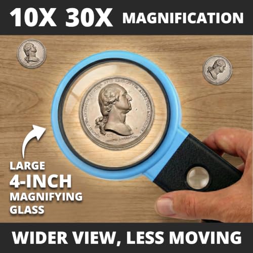 VISION AID Loupe 30X 10X avec 21 Lumières LED | Loupe Mains Libres pour la Lecture, l'artisanat, Les Loisirs – vue 2