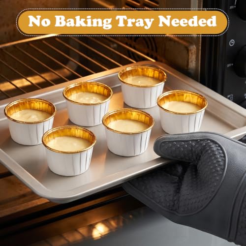 Image of 600 Pack White Gold Cupcake Liners Bulk Disposable Foil Muffin Cup