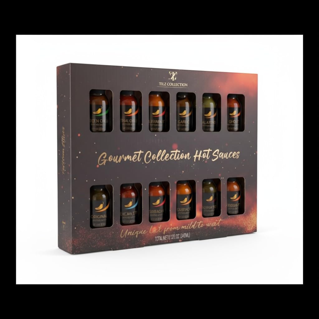 12er-Geschenkset mit scharfen Saucen | Premium-Gewürzkollektion für Männer | Geschmackvolle Gourmet-Chilisaucen für BBQ, Chicken Wings und mehr | BBQ-Saucen und Gewürze | Einzigartige Kochgeschenke fü