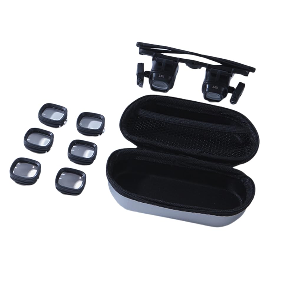 Vjsujehgy 24X Headband Magnifying Glass 2X 6X 10X with 2 Led Light Magnifier for Jewelry Watch Repair Soldering Loupes Glasses