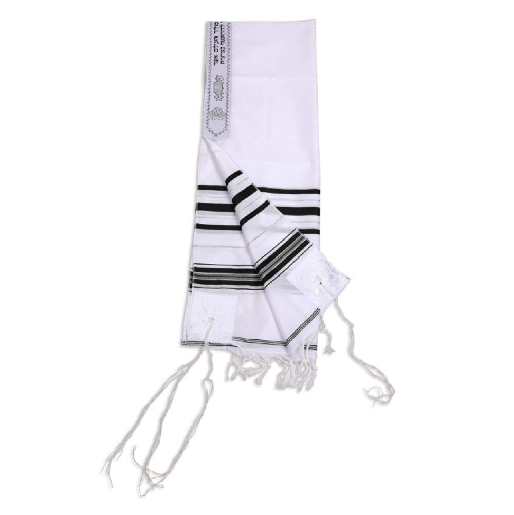 Tallit Israël - Noir/argenté - Acrylique - Taille 60