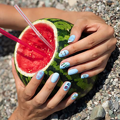 12 Sheets Summer Nail Art Sticker Decal, Self-Adhesive Diy Nail Designs Manicure Decoration Accessories #TOP7