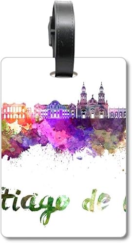 Santiago De Chile City Watercolor Suitcase Bag Tag Luggage Card Hanging Scutcheon Label