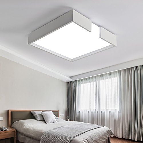 Baredury Bedroom Light Simple Modern Square Ceiling Ceiling Lamp Geometry Creative Lamps Home Remote Control Room Lighting,White Frame 41Cm Positive White Light