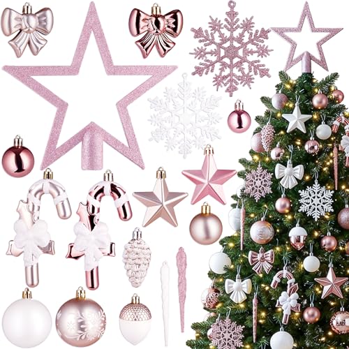 BRUBAKER 101 Stück Premium Christbaumschmuck - Weihnachtskugel Set...