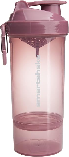 Smartshake Original2Go One Protein Shaker Bottle With Storage  800ml BPA Free Large Gym Shake Bottles for Women Leakproof Water Bottle for Protein Shakes (Deep Rose (Deep Rose Pink))