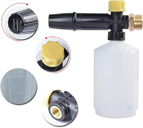 Miniatura 10 de BEARFORCE Lavadora eléctrica a presión cañón de espuma con conector, lavadora de energía, lanza de espuma de nieve ajustable, botella de 0.6 L,