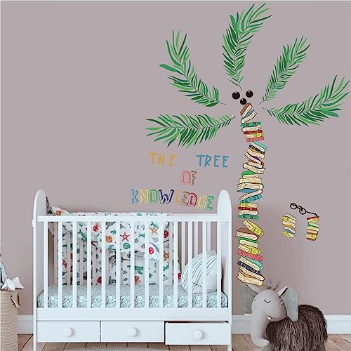 Iarttop Book Tree Plants Wall Decals Book Coconut Tree Wall Stickers Palm Tree For Kids Bedroom Classroom Wall Decoration #TOP3