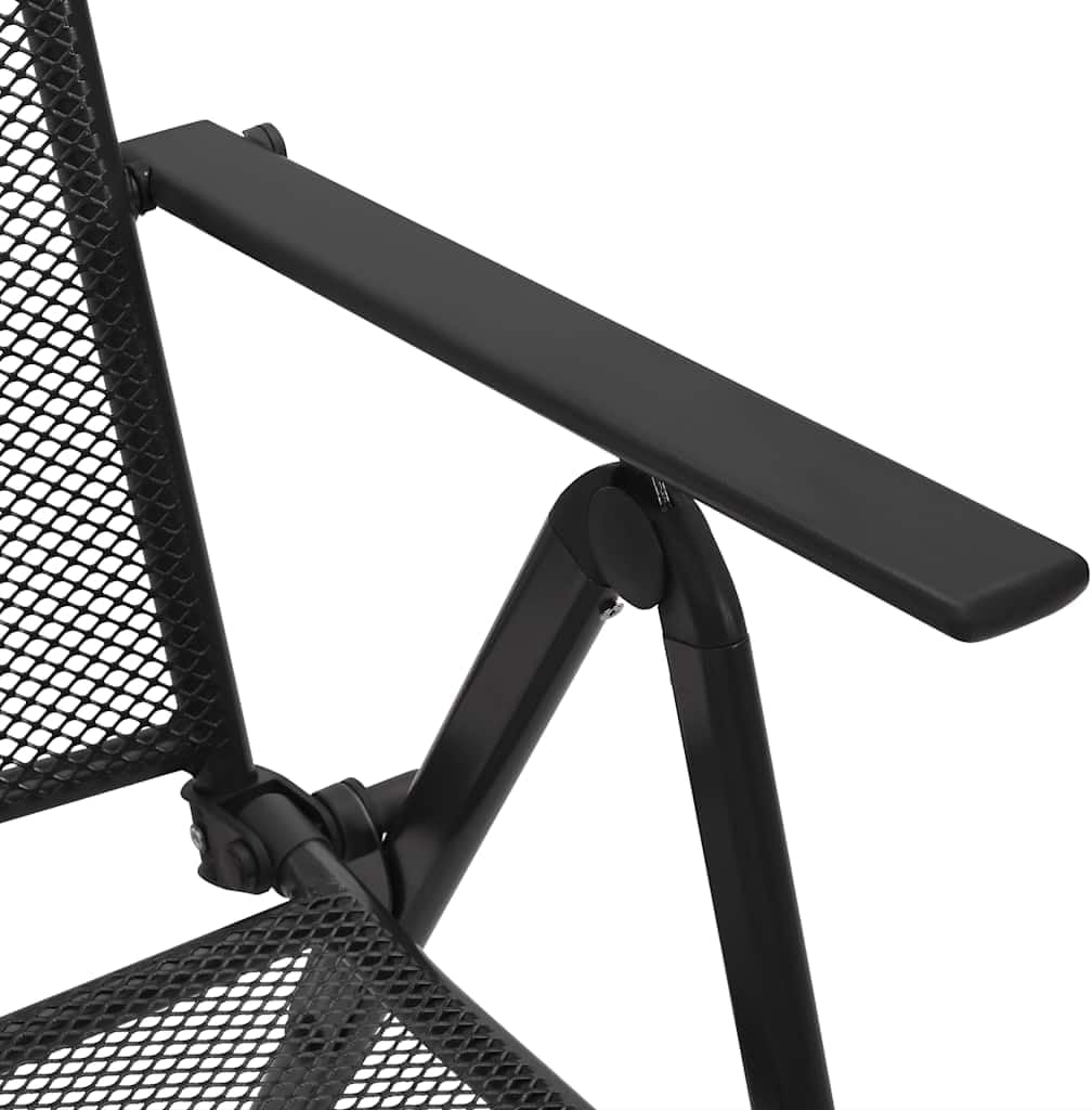 vidaXL Folding Patio Chairs 4 Pcs, Folding Mesh Chair with Adjustable Backrest, Outdoor Patio Furniture for Deck Garden Pool Beach, Steel Anthracite