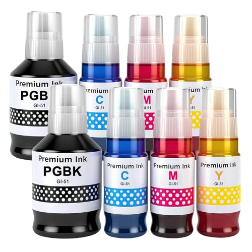 Encre GI-50 GI-51 compatible Pixma G3520 G5050 G6050 | Lot de 8 bouteilles