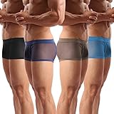 Men's Boxer Briefs Sexy Underwear Mesh Breathable Gay Low Rise Boxers(36Hei,L)