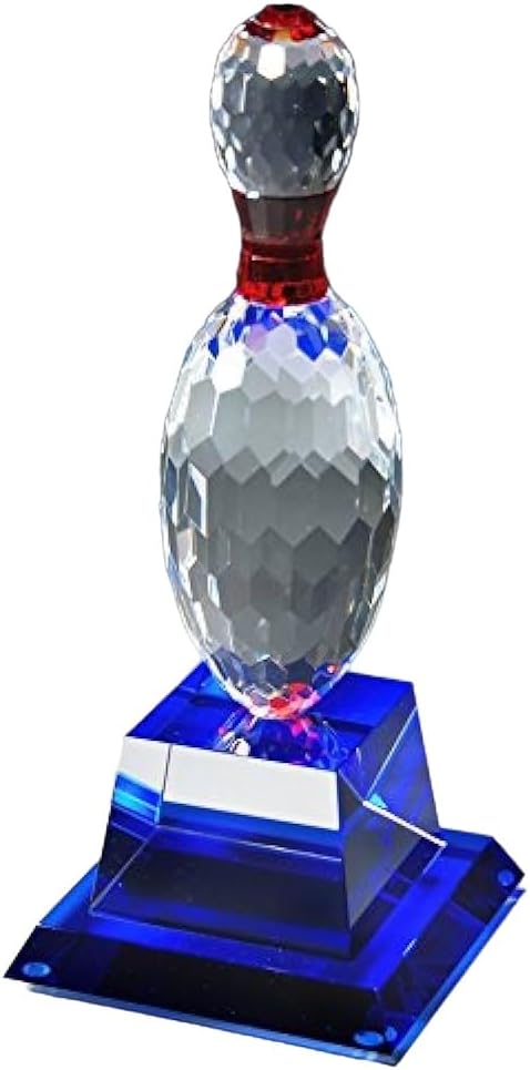 Crystal Bowling Pin Trophy with Free Engraving (Customize Now!)