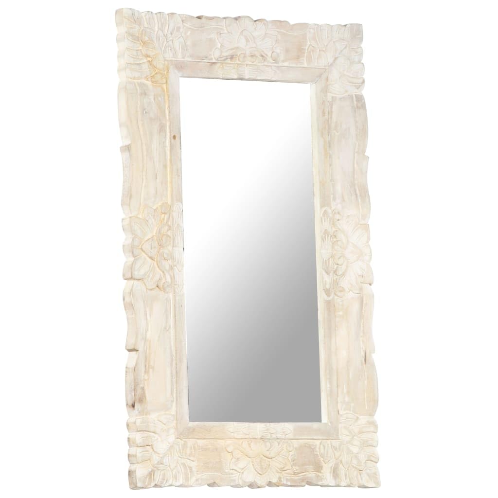 Genérico Espejo de Madera Maciza de Mango Blanco 80x50 cm,Casa y jardín,Decoración,Espejos,321633