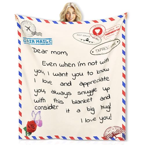 Gifts for Mothers Day Mom Women from Daughter Son, 60x50' Soft Mom Throw Blanket, Flannel Love Blanket, Mother's Day Birthday Gifts