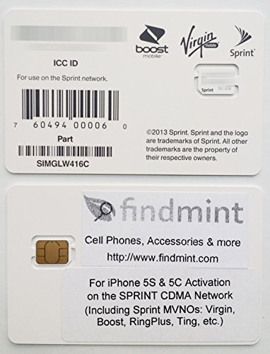 Sprint Boost Mobile Sprint Boost Virgin Mobile Iphone 5S & 5C Nano Sim Card Iccid Simglw416C thumb #2