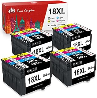 Toner Kingdom 18XL Ink Cartridges Multipack for Epson 18XL 18 XL for Epson XP322 Ink Cartridges Expression Home XP-322 XP-305 XP-312 XP-225 XP-422 XP-215 XP-415 (8 Black 4 Cyan 4 Magenta 4 Yellow)